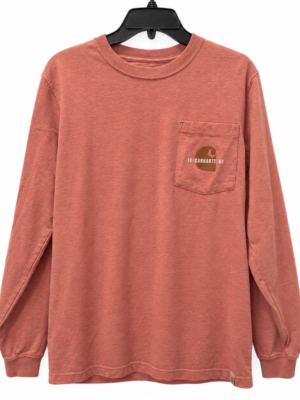 Carhartt Long Sleeve Pocket Graphic T-Shirt Small Relaxed Fit Coral